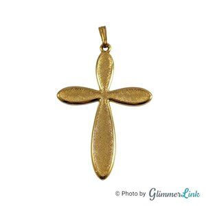 Vintage Cross Textured Religious Gold Tone Pendant
